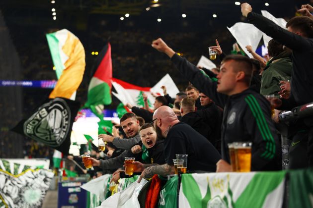 Celtic fans enjoying a beer in Dortmund