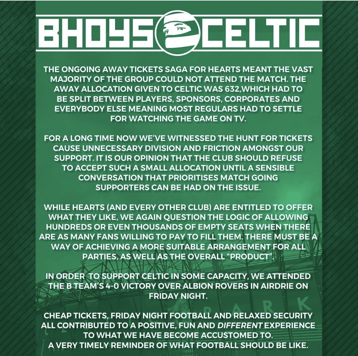 Bhoys Celtic statement