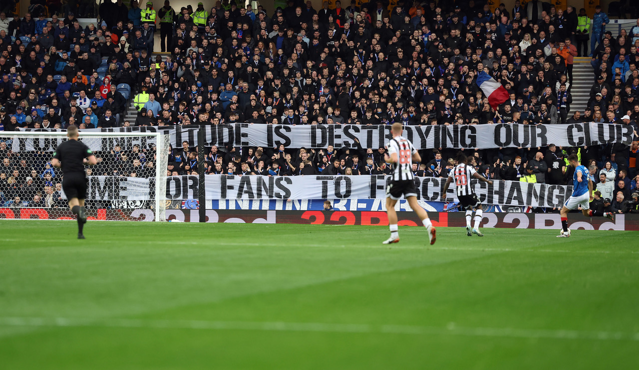 Ibrox protest banner