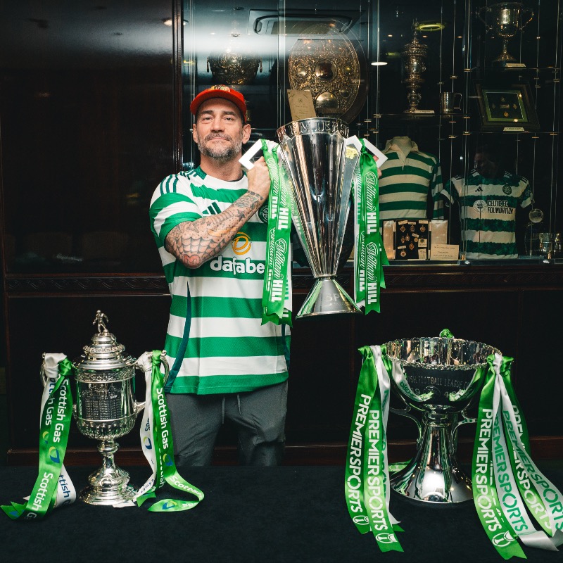 CM Punk in the trophy room at Celtic Park