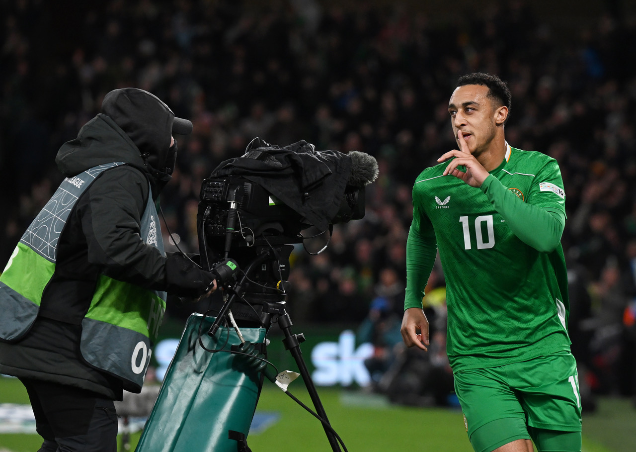 Adam Idah celebrates