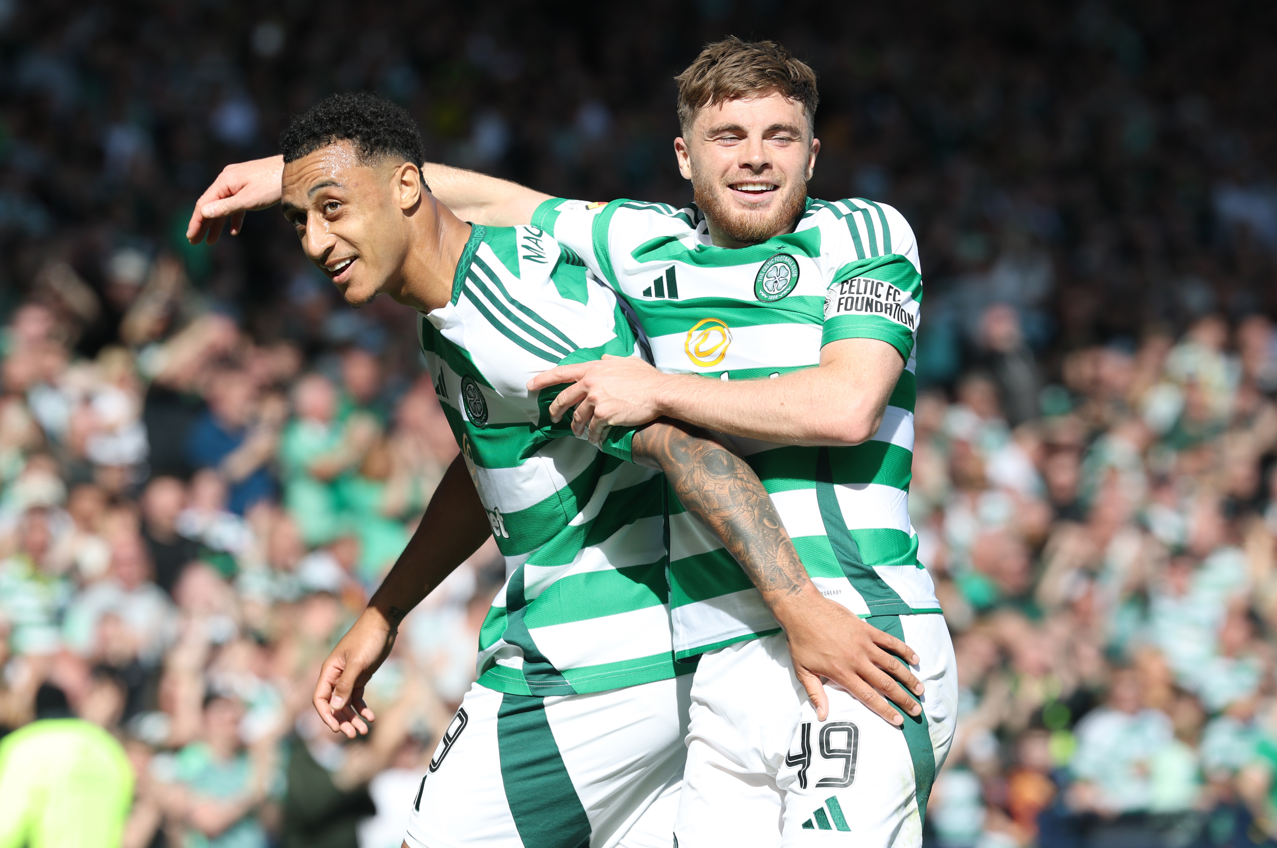 Adam Idah celebrates with James Forrest