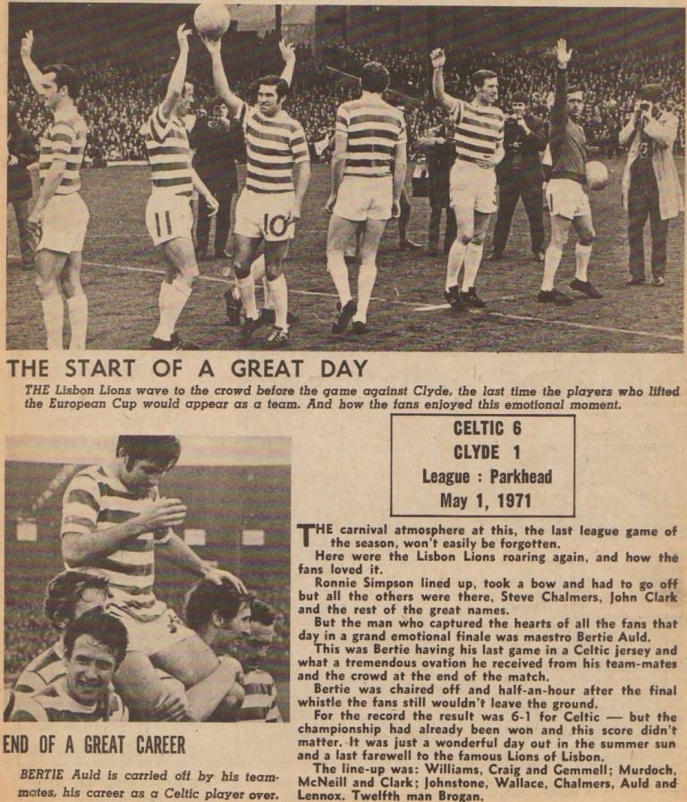 Last Lisbon Lions walk-out at Celtic Park