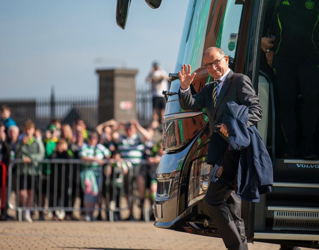 Martin O'Neill arrives at Celtic Park