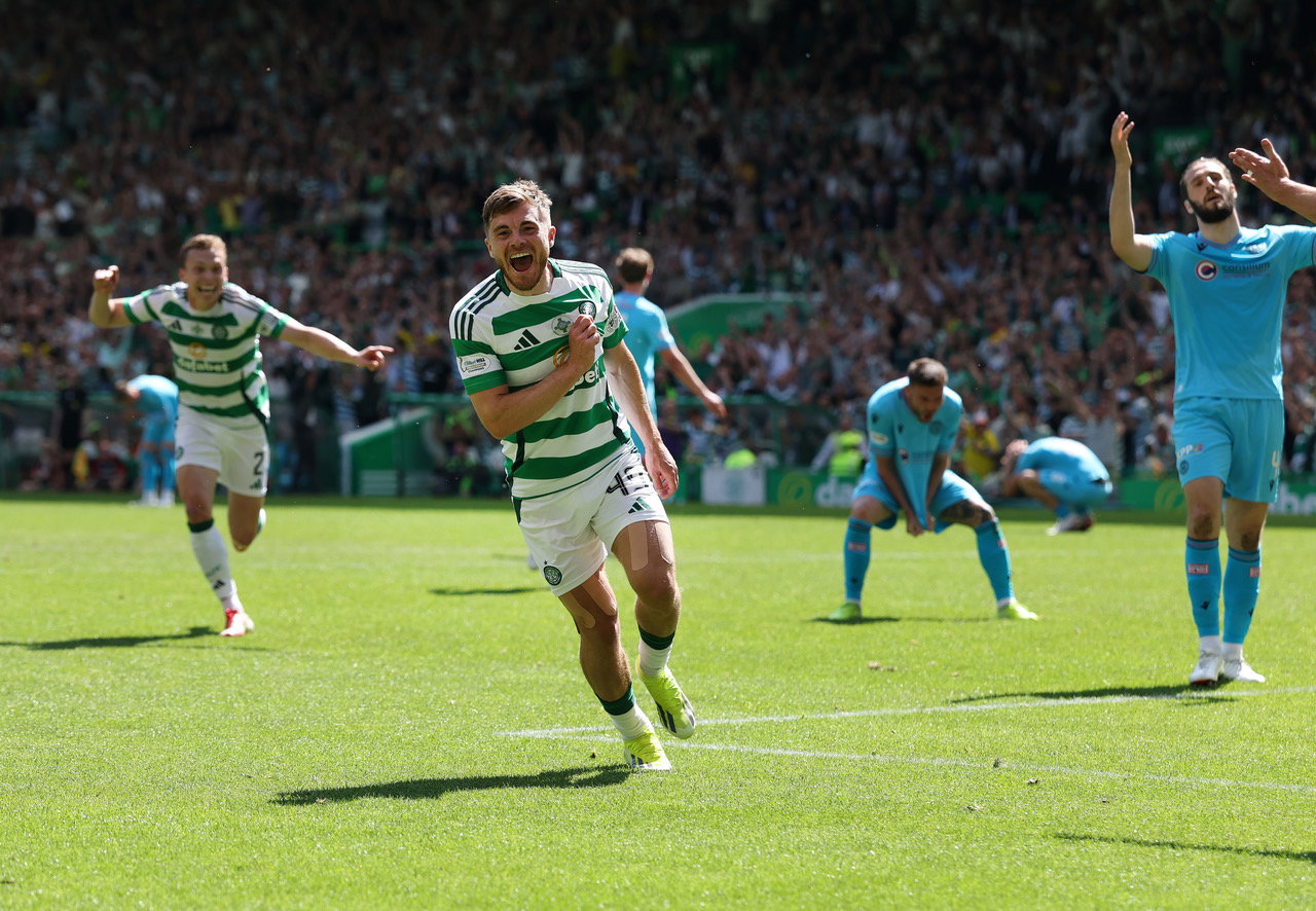 James Forrest celebrates