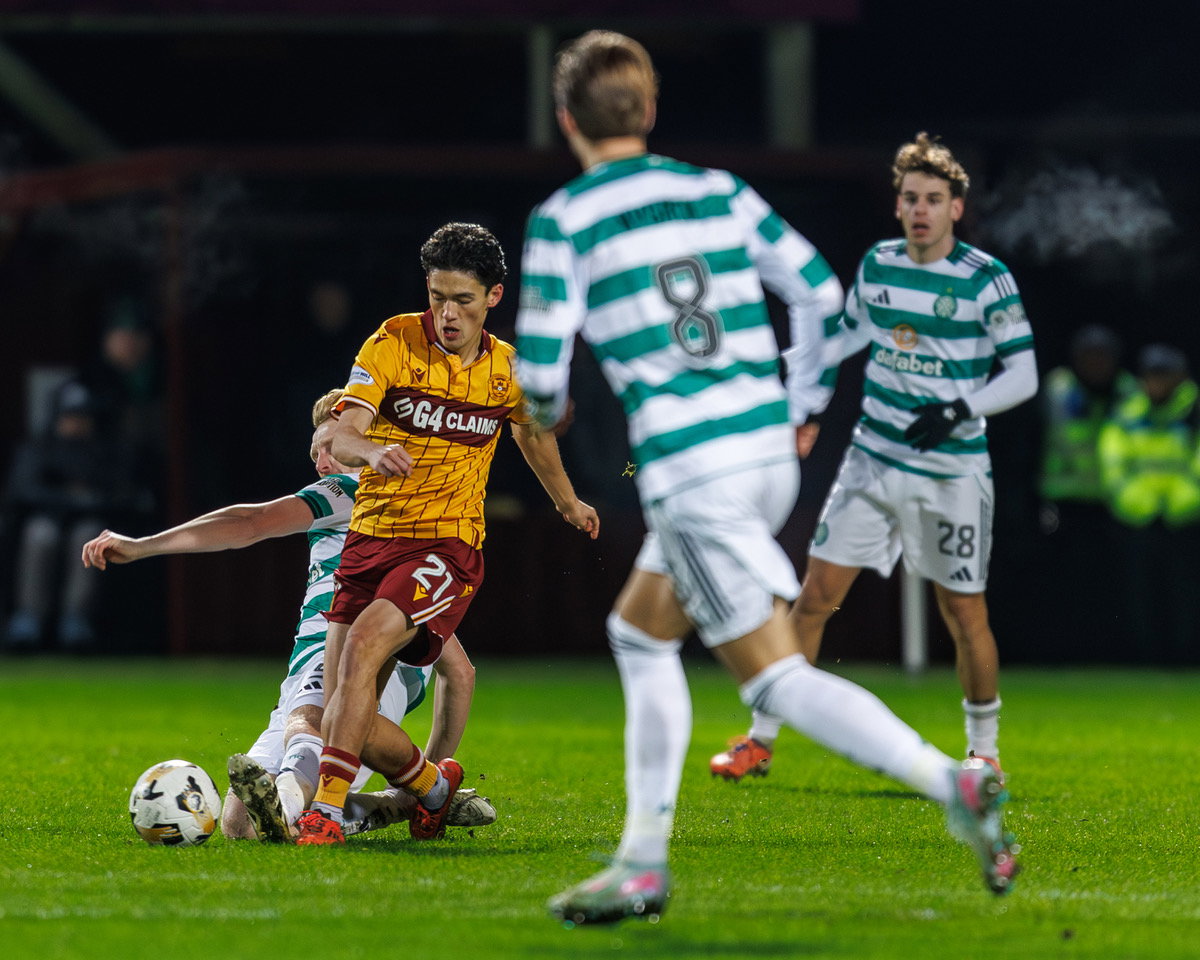 Liam Scales ackles Elijah Just of Motherwell