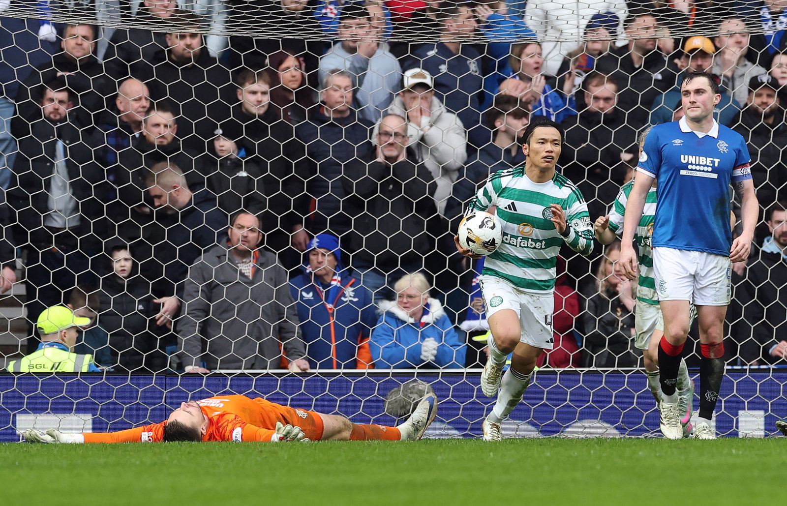 Reo Hatate scores at Ibrox