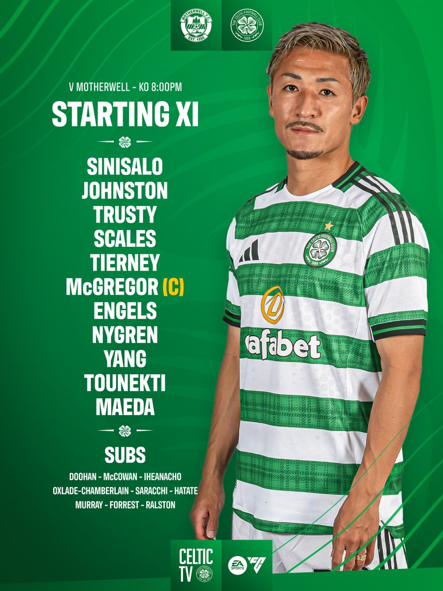 Celtic Team to face Motherwell