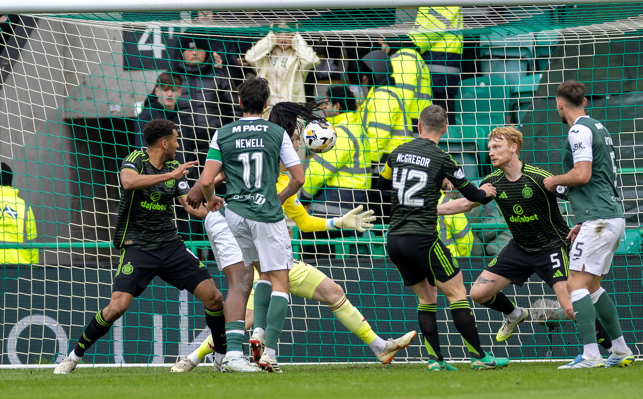 Joe Newell scores for Hibs against Celtic