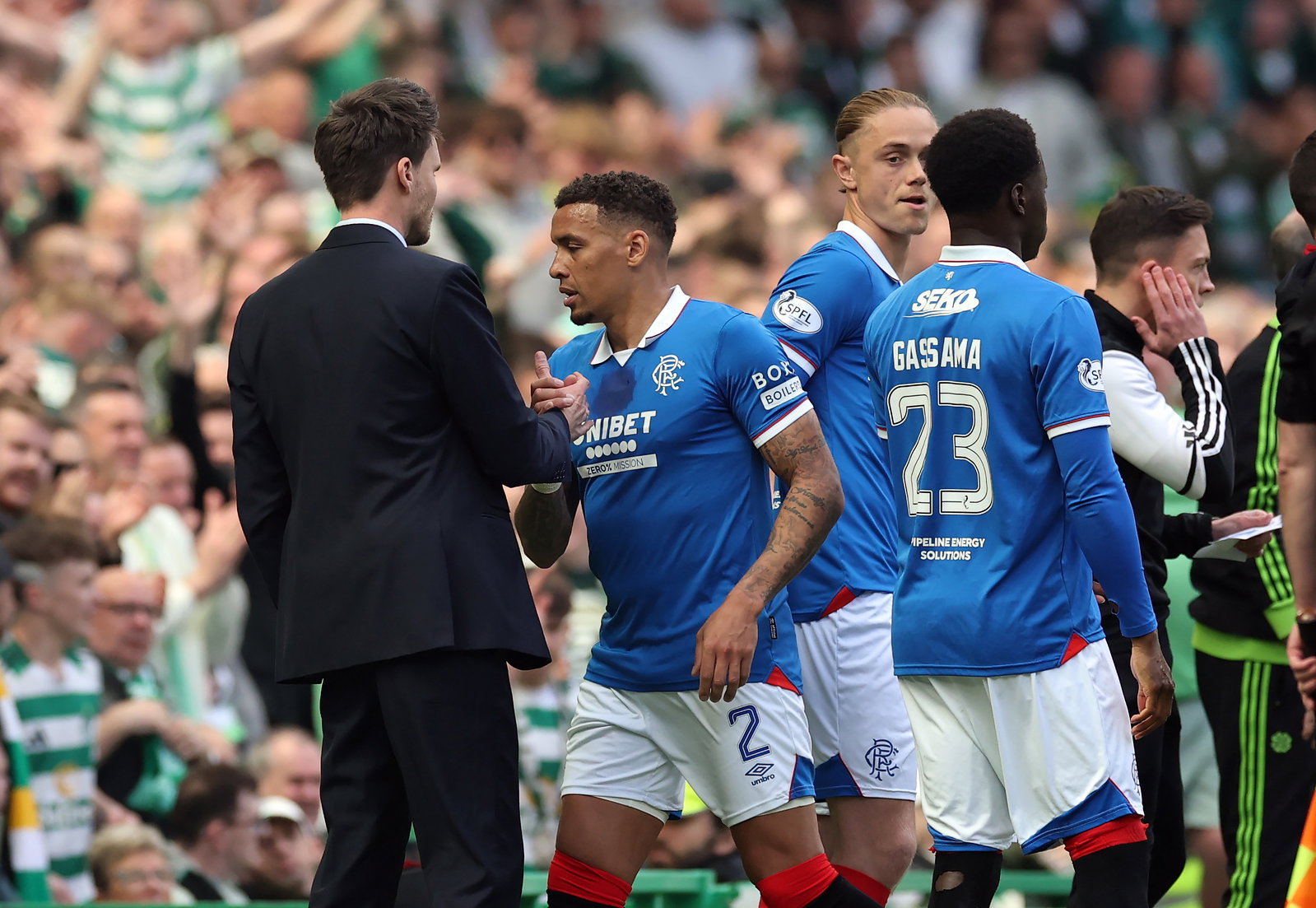 James Tavernier of Rangers is substituted 