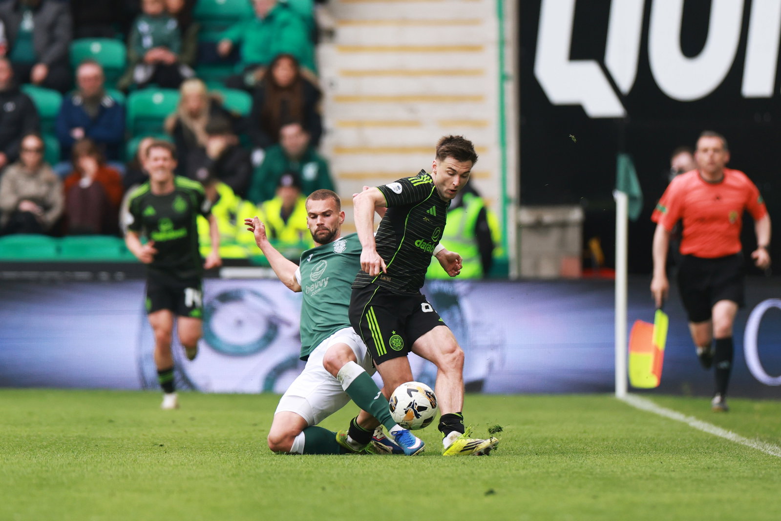 Kieran Tierney of Celtic is fouled