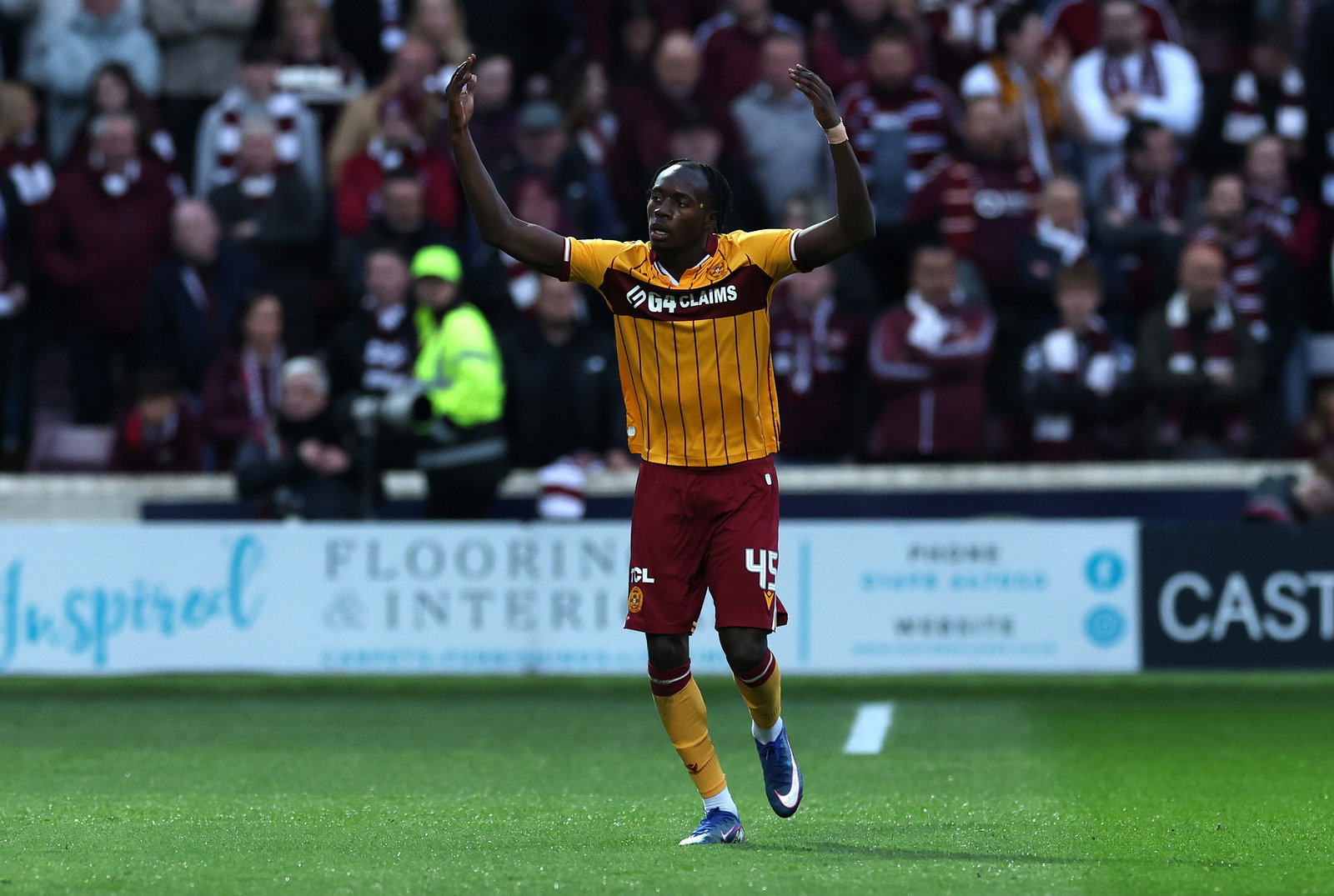 Emmanuel Longelo of Motherwell celebrates