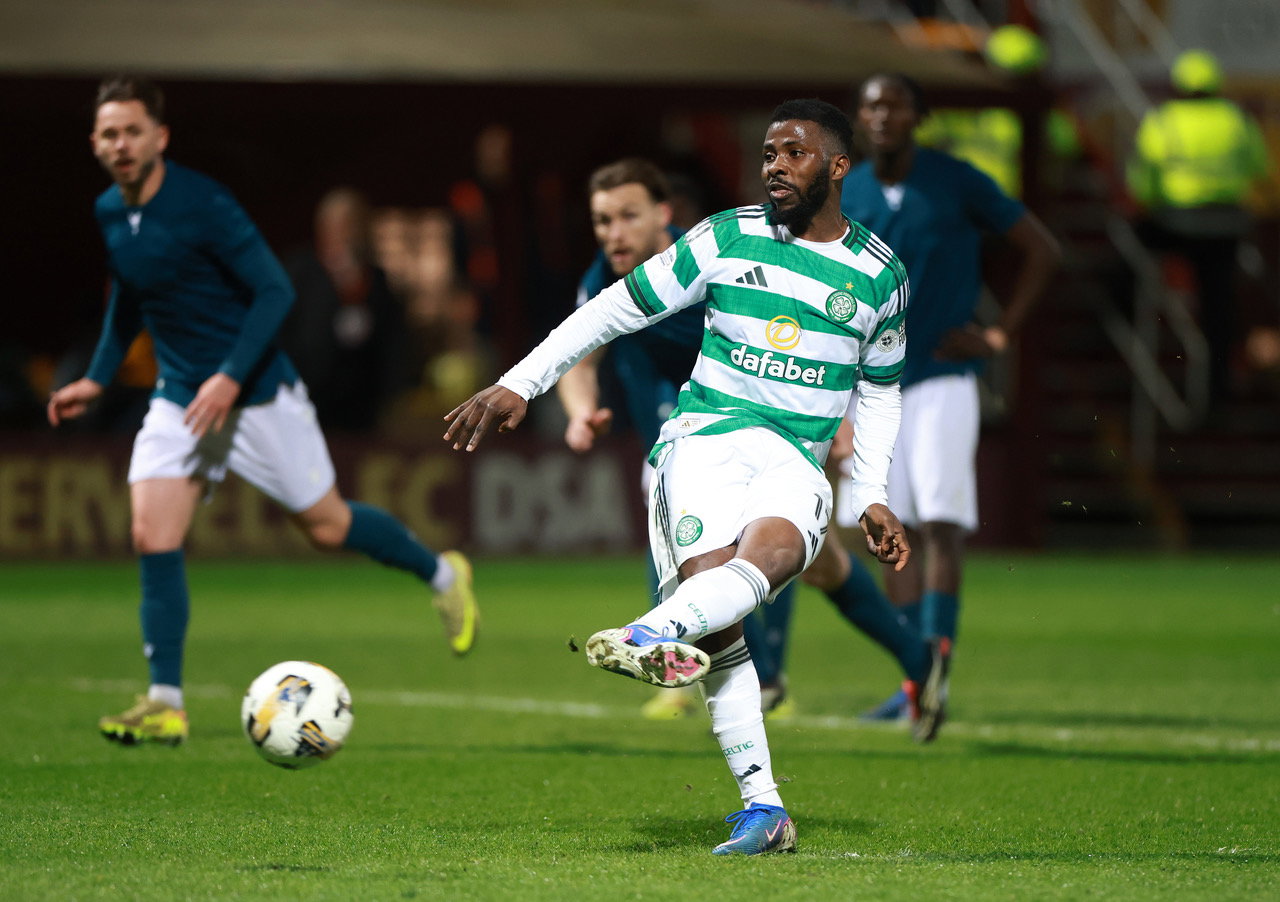 Kelechi Iheanacho of Celtic scores
